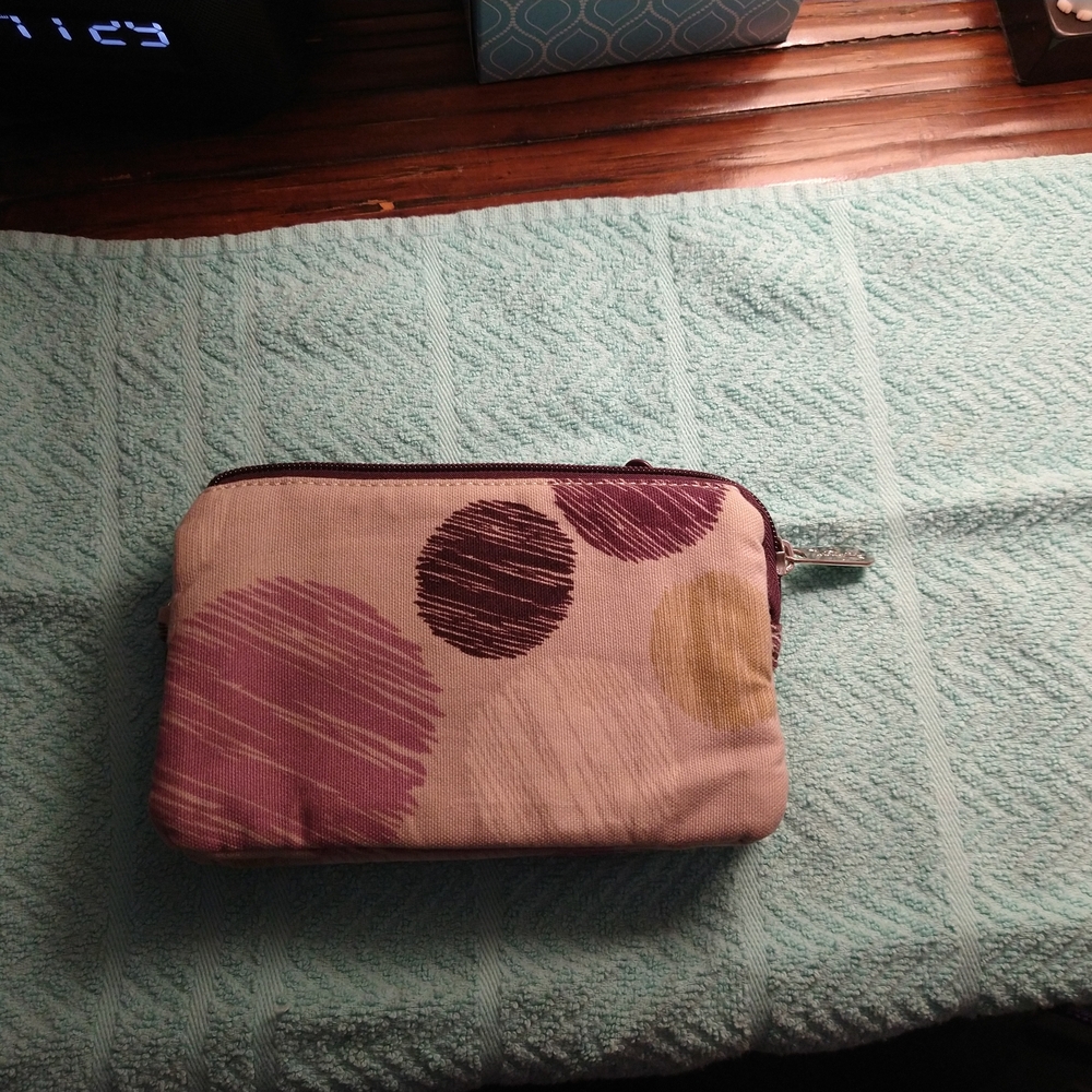 Thirty-One Purple and Gold Patterned Clutch
